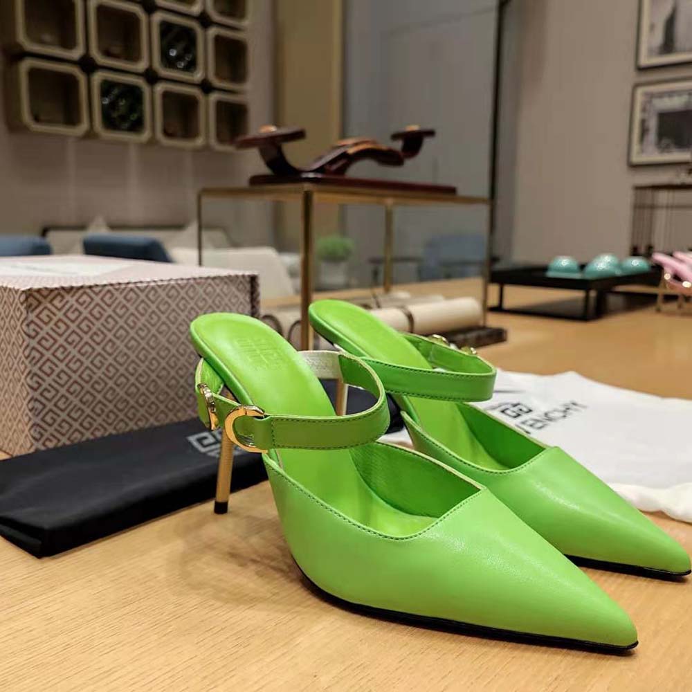 Givenchy Women Voyou Slingbacks in Leather-Green - image 4