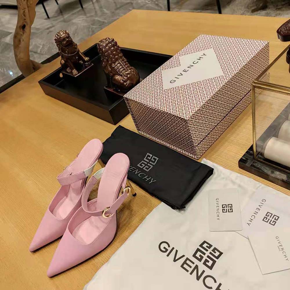 Rear angle showing adjustable slingback strap on Givenchy Women Voyou Slingbacks