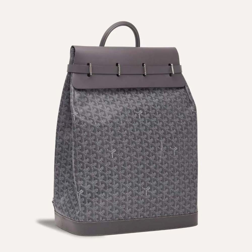 Front view of Goyard Unisex Steamer PM Bag Has Four Half-circle Studs-Silver