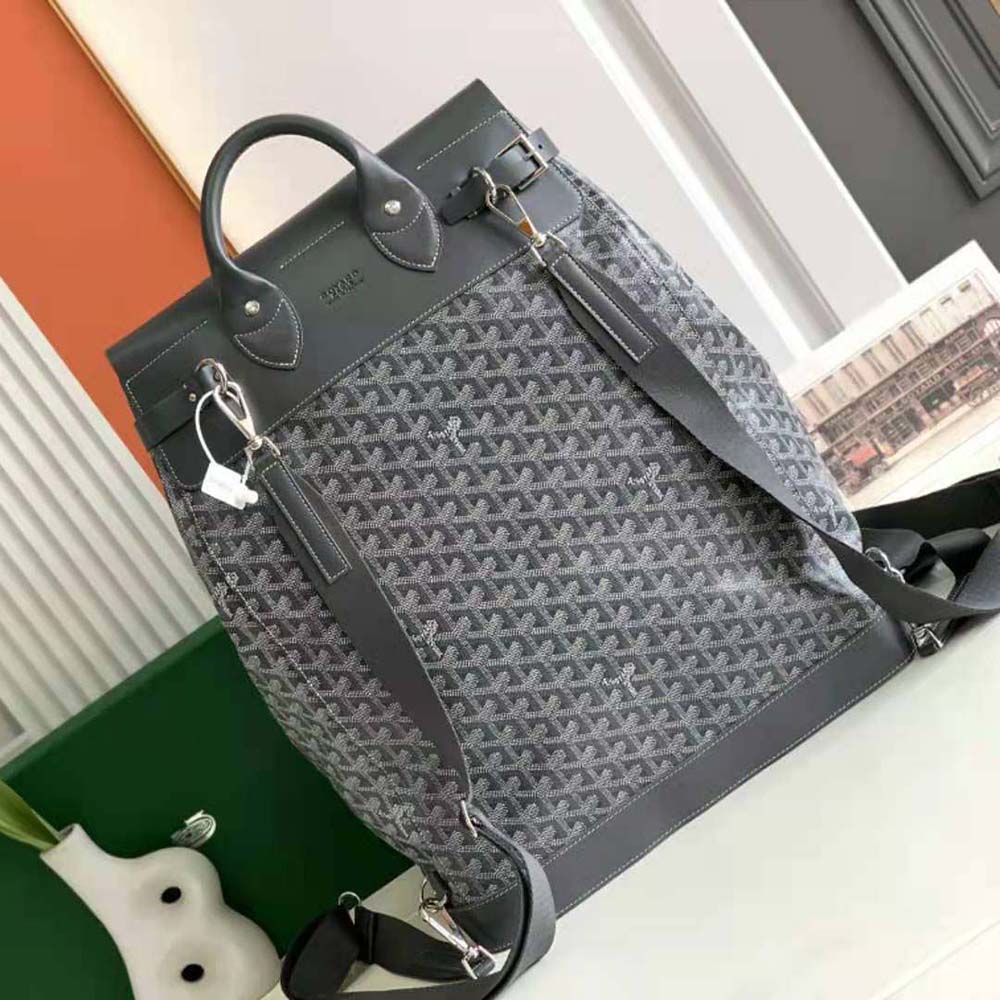 Side angle showing silhouette of Goyard Unisex Steamer PM Bag Silver