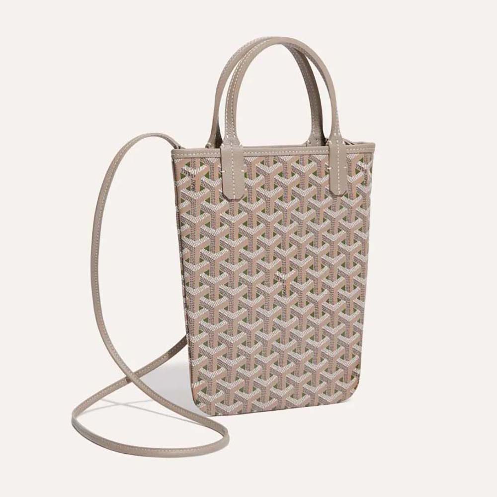 Front angle of Goyard Women Poitiers Claire-voie Bag-Green showing flap and strap