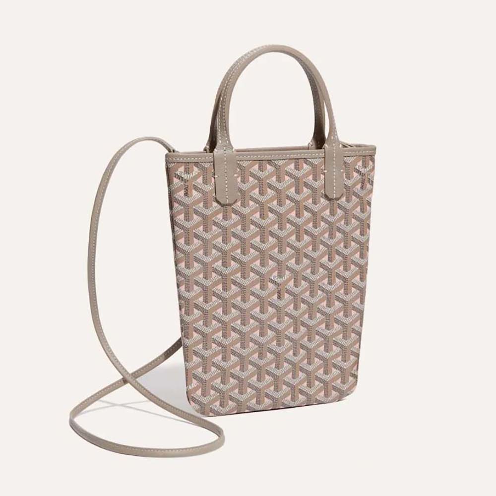 Front view of Goyard Women Poitiers Claire-voie Bag-Pink with clasp closed