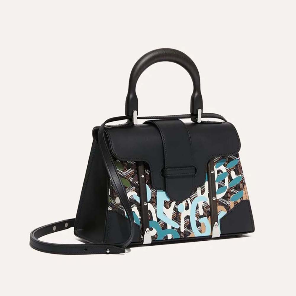 Front view of Goyard Women Saïgon Structuré Mini Bag Lettres Camouflage-Blue