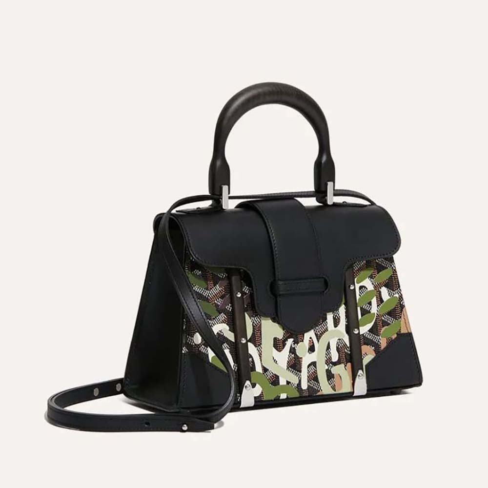 Front view of Goyard Women Saïgon Structuré Mini Bag Lettres Camouflage-Green