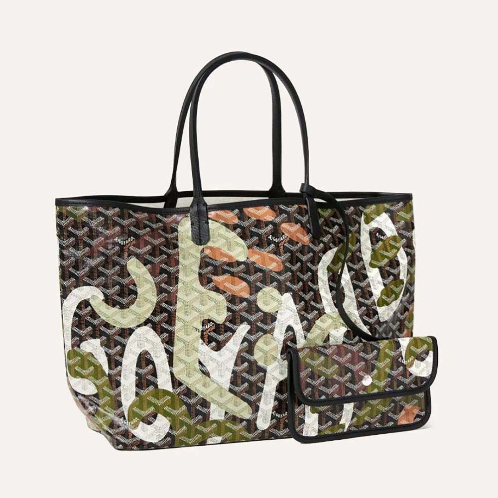 Front view of Goyard Women Saint Louis PM Bag Lettres Camouflage-Green