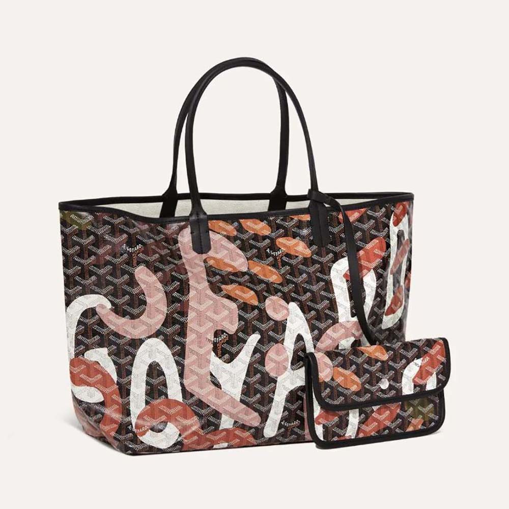 Front view of Goyard Women Saint Louis PM Bag Lettres Camouflage-Pink