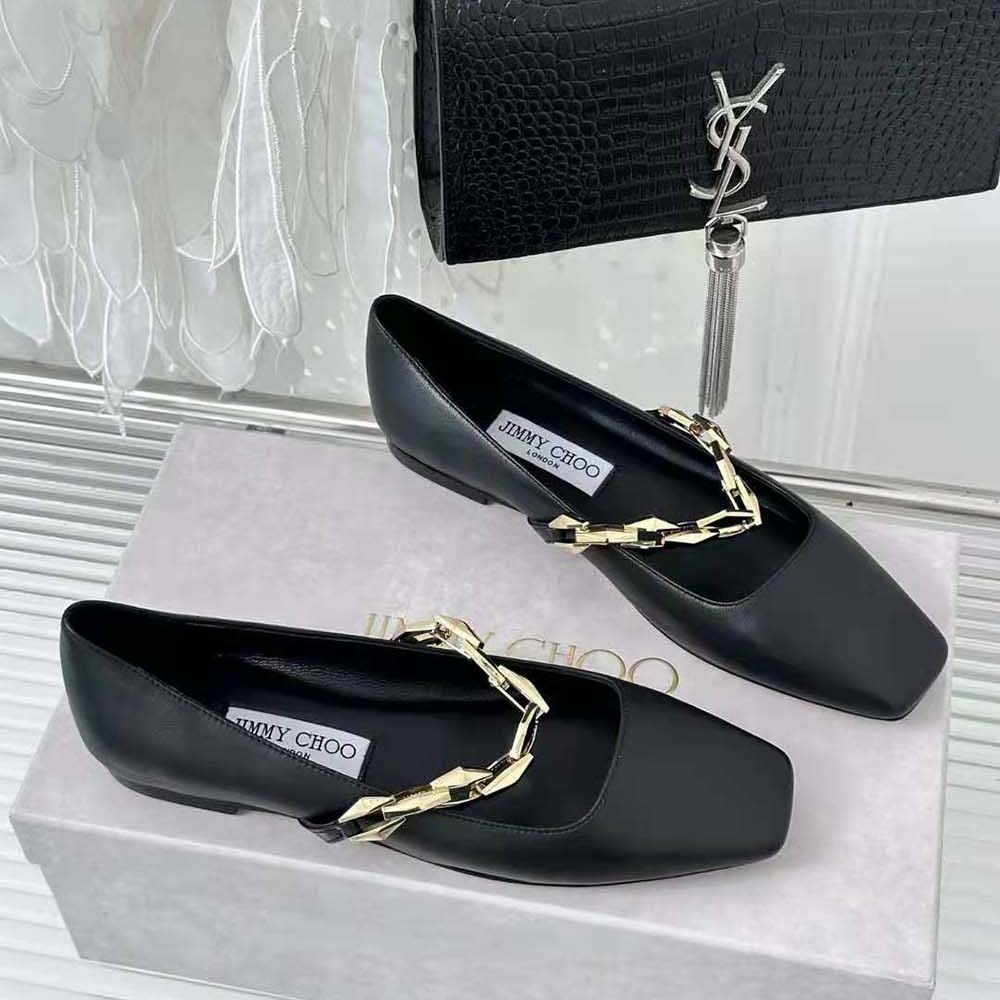 Top view of Jimmy Choo Women Diamond Tilda Black leather loafers
