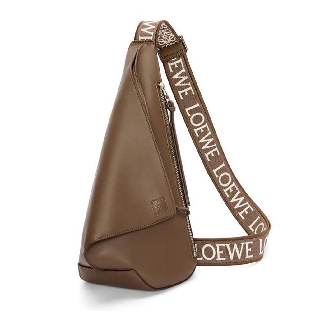 Front view of Loewe Men Anton Sling in brown smooth calf leather