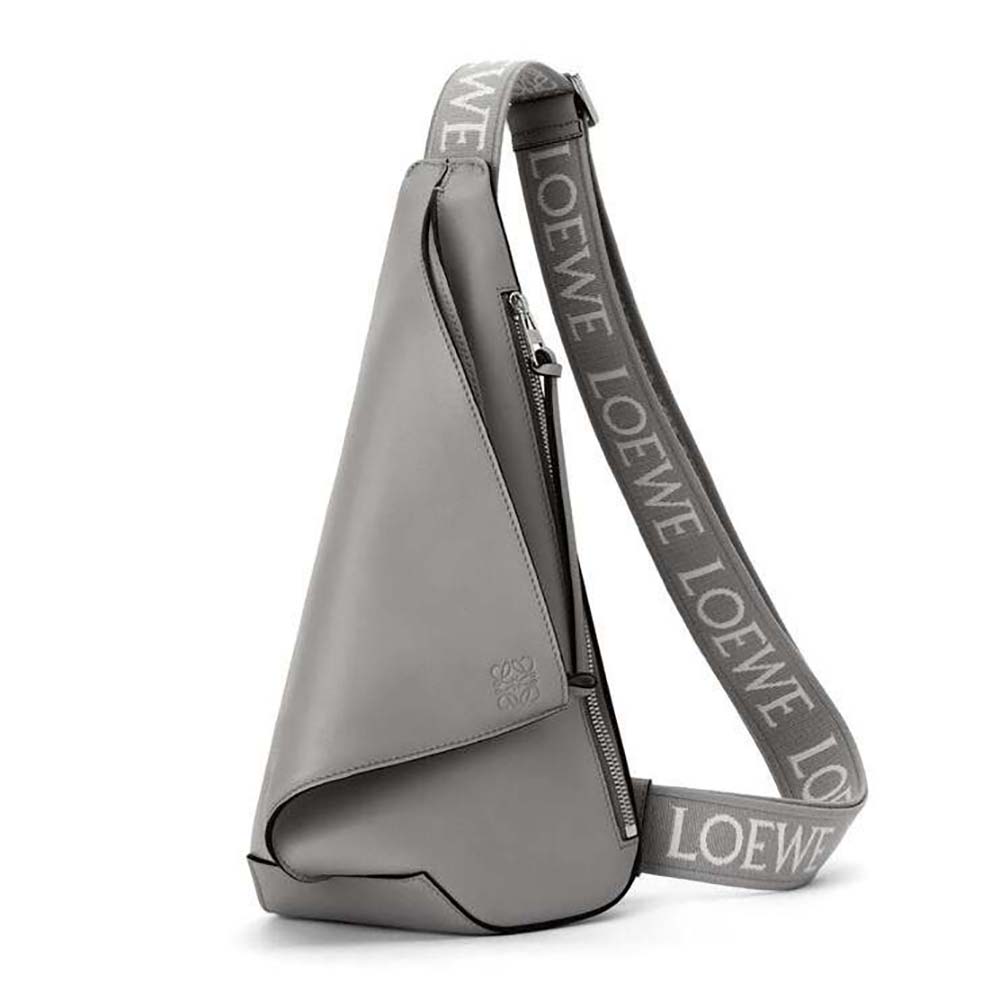 Front view of Loewe Men Anton Sling in gray calf leather