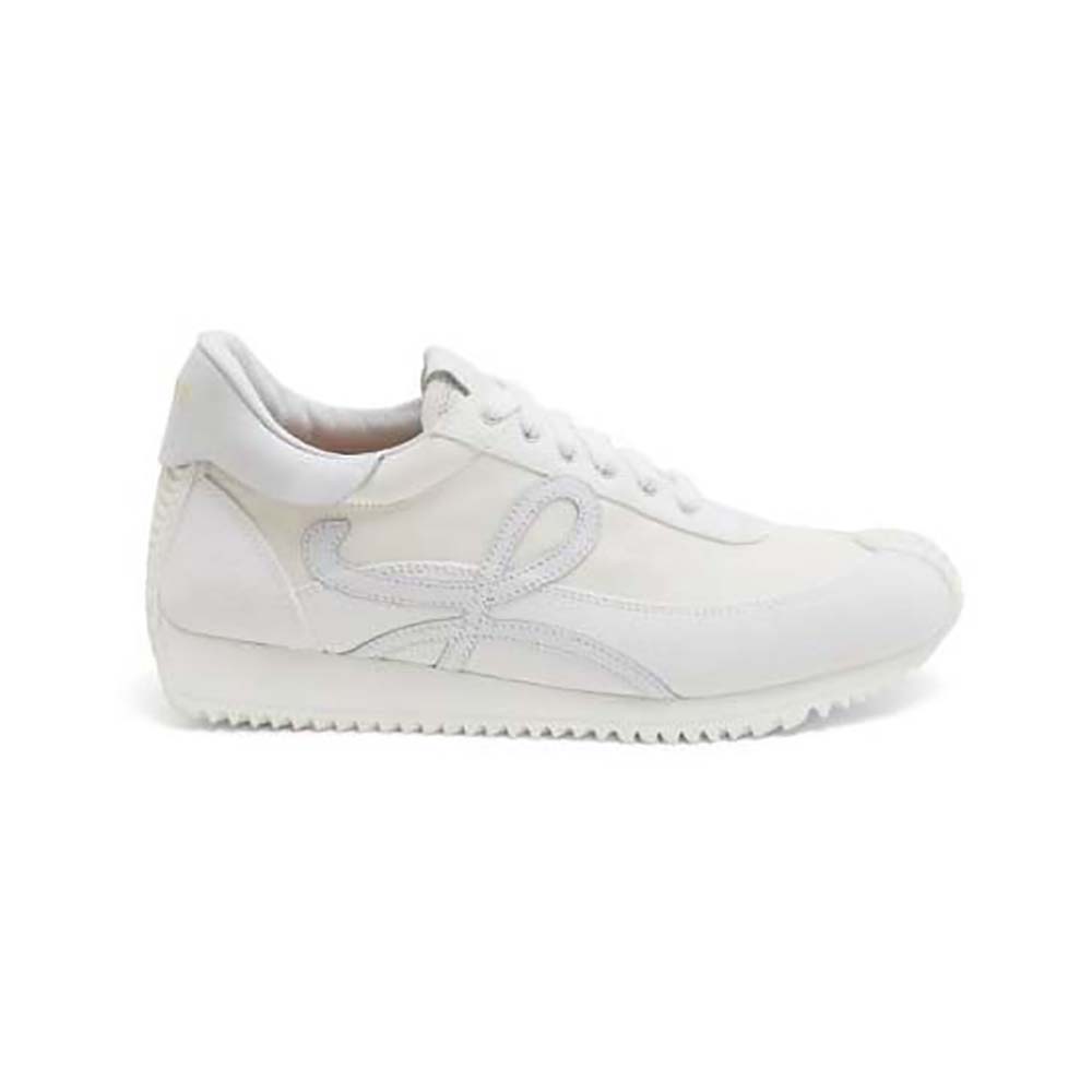 Side view of Loewe Unisex Flow Runner in Calfskin-White sneaker