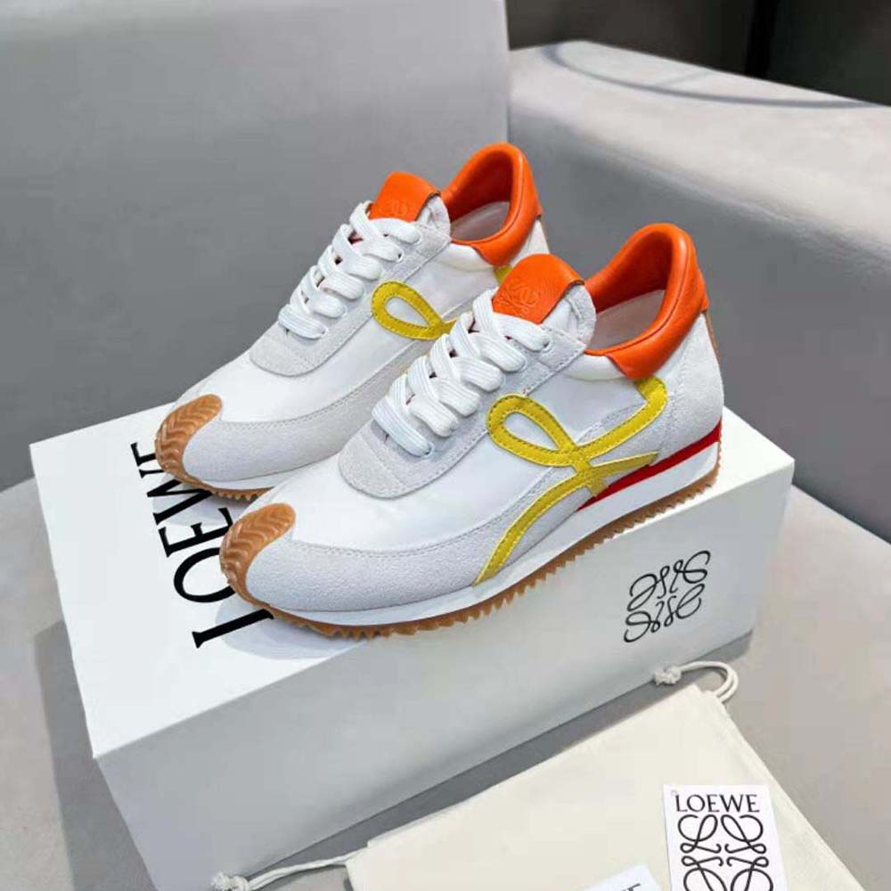 Loewe Unisex Flow Runner in Calfskin and Nylon-Yellow - image 4