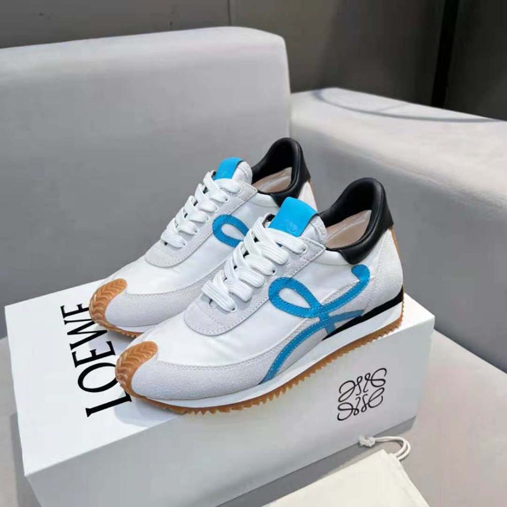 Loewe Unisex Flow Runner in Nylon and Calfskin-Blue - image 4