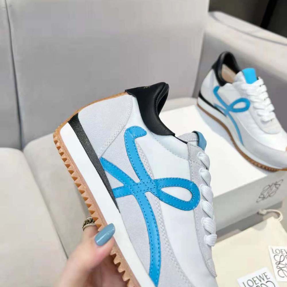 Loewe Unisex Flow Runner in Nylon and Calfskin-Blue - image 8