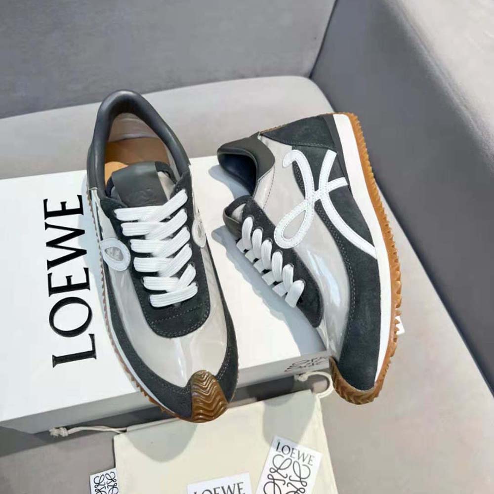 Loewe Unisex Flow Runner in Nylon and Calfskin-Silver - image 8
