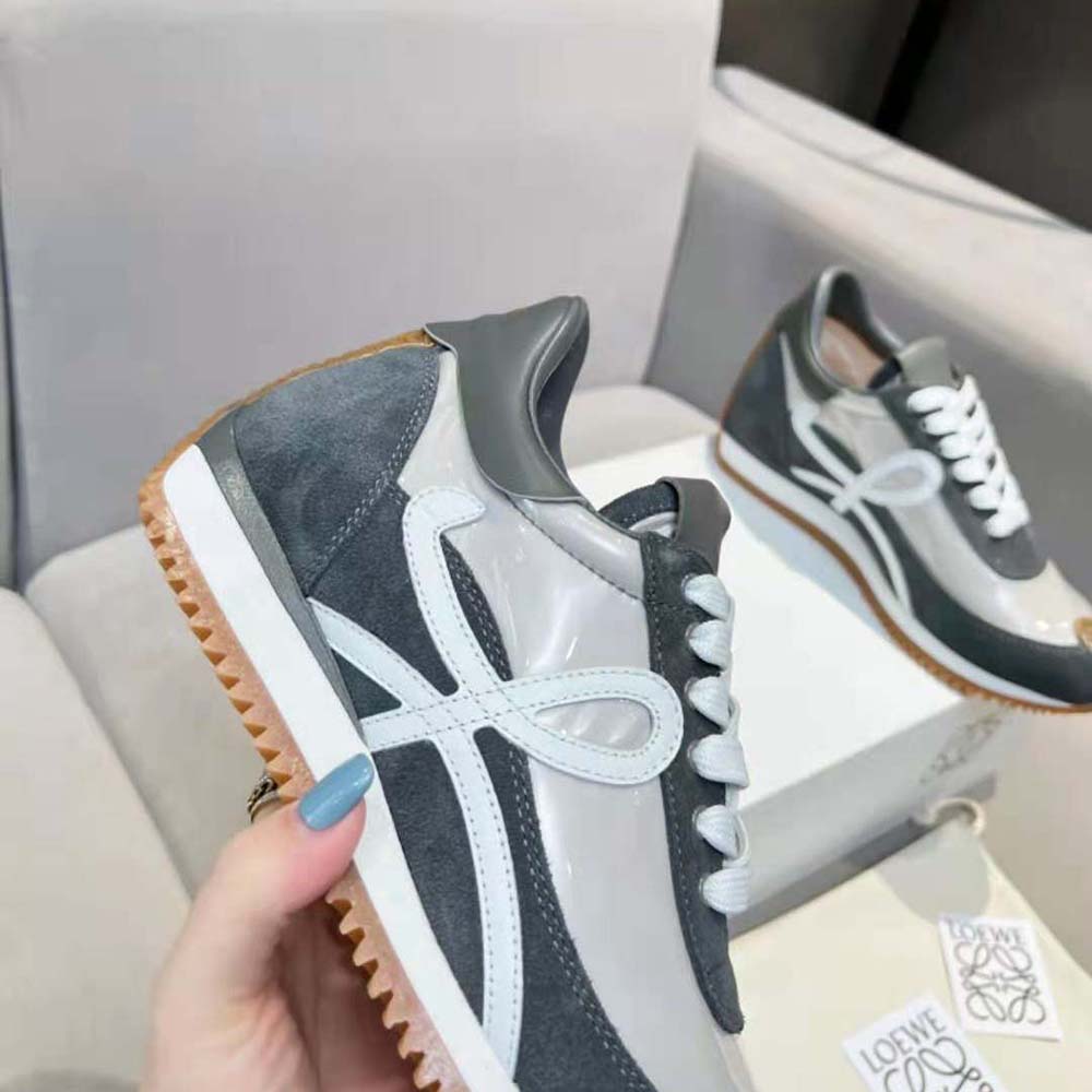 Loewe Unisex Flow Runner in Nylon and Calfskin-Silver - image 7