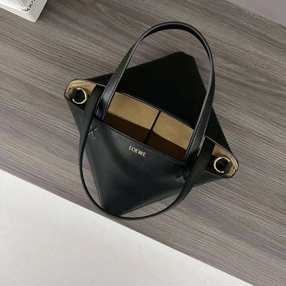 Loewe Unisex Mini Puzzle Fold Tote in Shiny Calfskin-Black - image 7