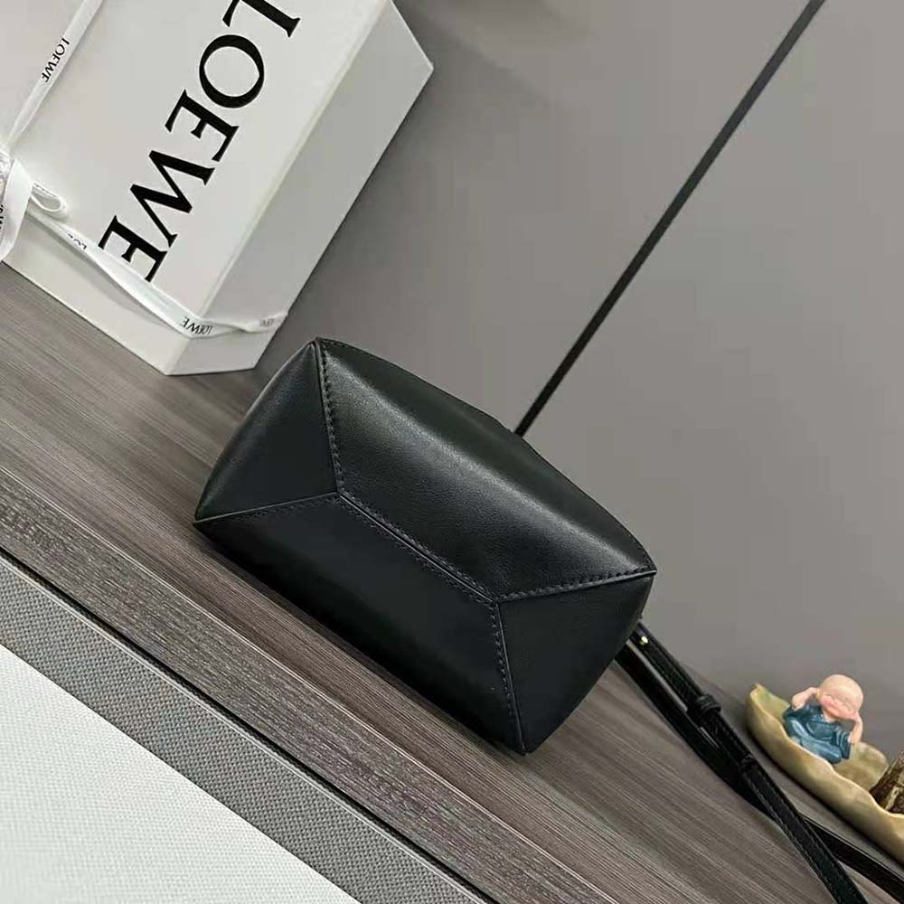 Loewe Unisex Mini Puzzle Fold Tote in Shiny Calfskin-Black - image 8