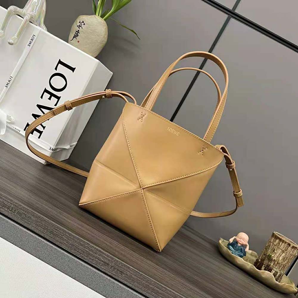 Close-up of Loewe Mini Puzzle Tote gold-tone hardware detail