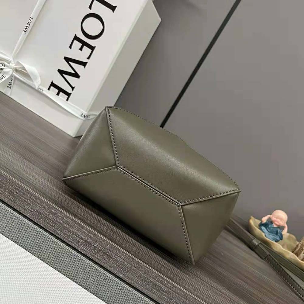 Loewe Unisex Mini Puzzle Fold Tote in Shiny Calfskin-Green - image 9