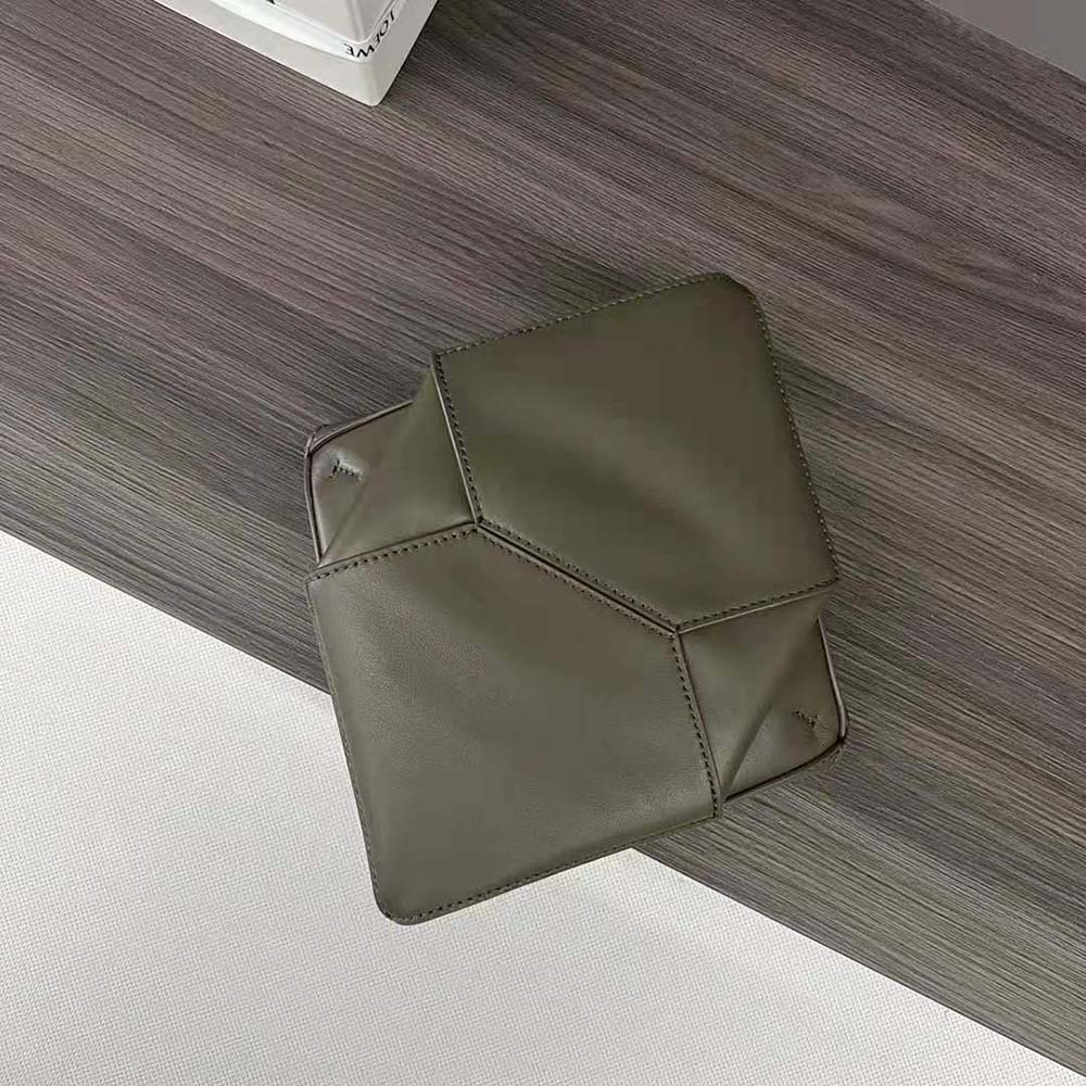Loewe Unisex Mini Puzzle Fold Tote in Shiny Calfskin-Green - image 6