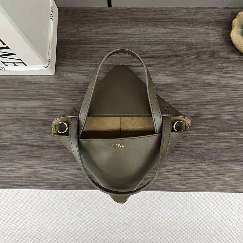 Loewe Unisex Mini Puzzle Fold Tote in Shiny Calfskin-Green - image 7