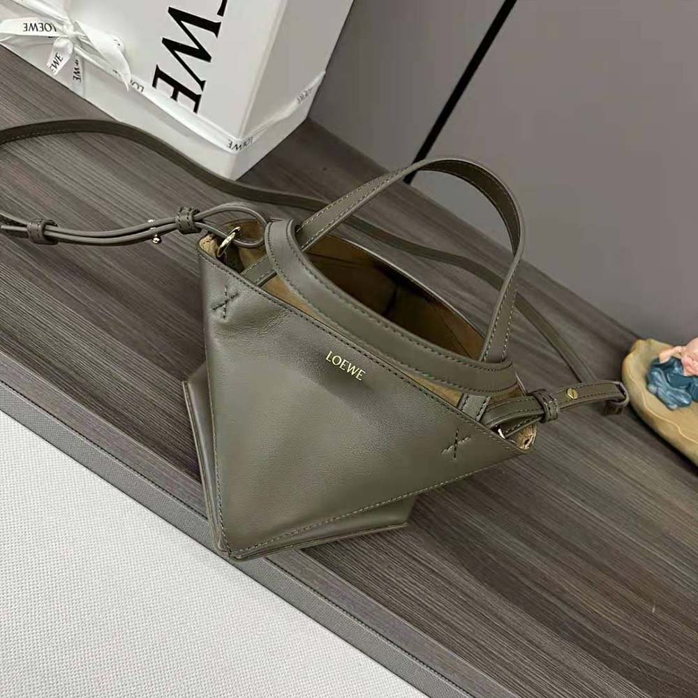 Loewe Unisex Mini Puzzle Fold Tote in Shiny Calfskin-Green - image 8