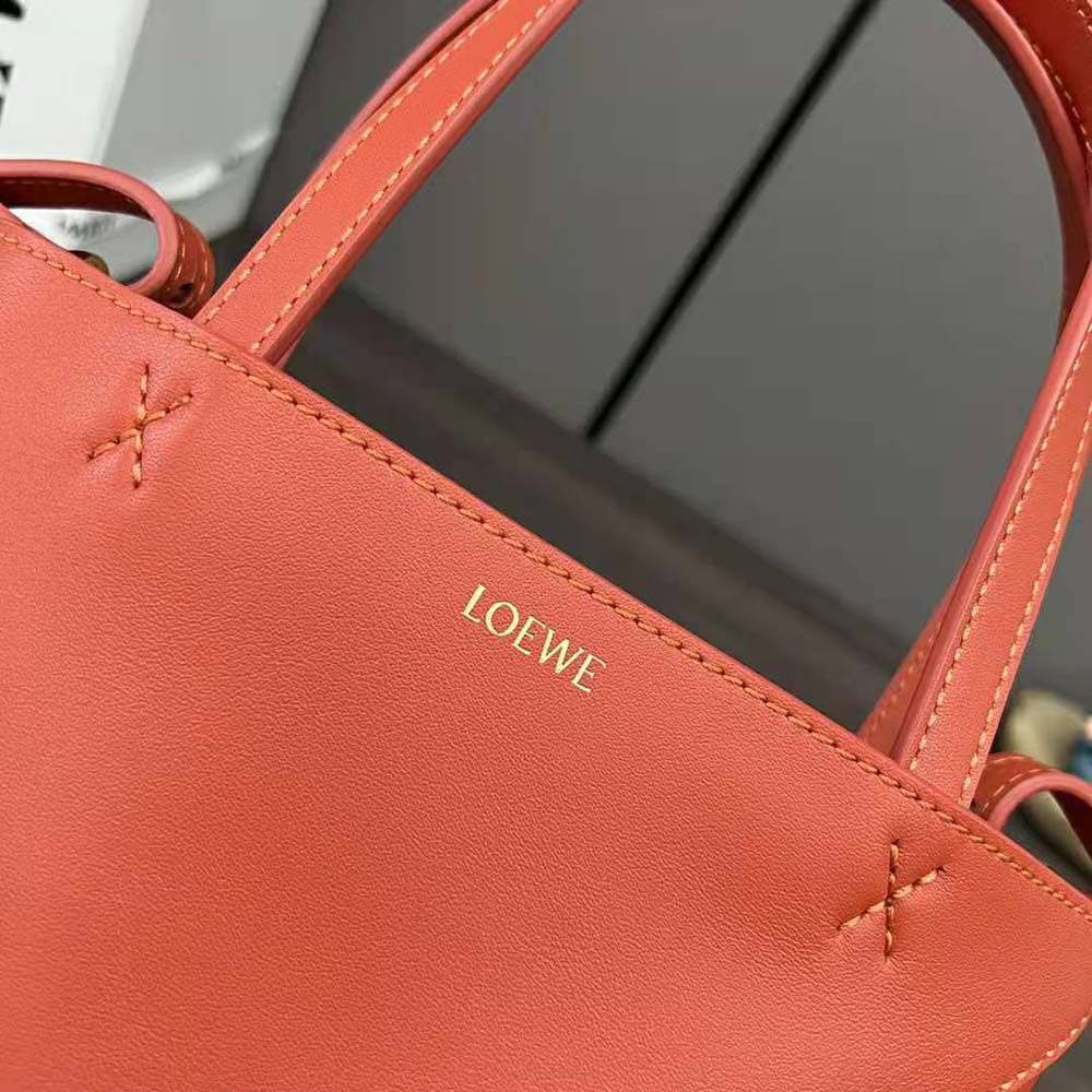 Loewe Unisex Mini Puzzle Fold Tote in Shiny Calfskin-Orange - image 9