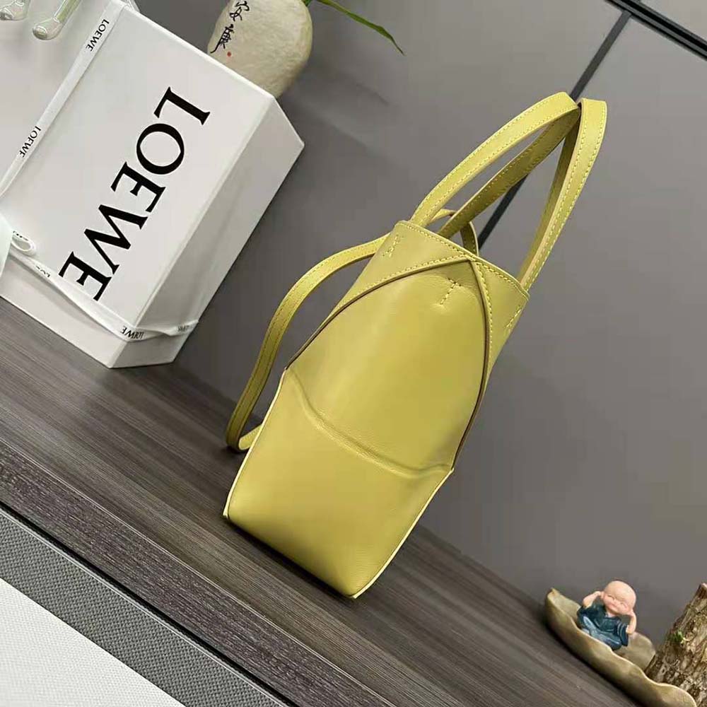 Loewe Unisex Mini Puzzle Fold Tote in Shiny Calfskin-Yellow - image 4