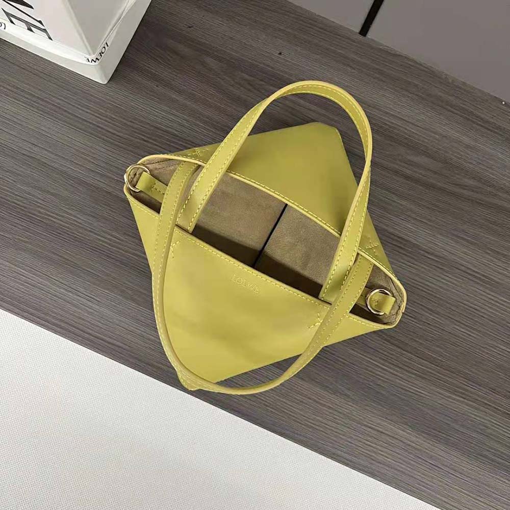 Loewe Unisex Mini Puzzle Fold Tote in Shiny Calfskin-Yellow - image 7