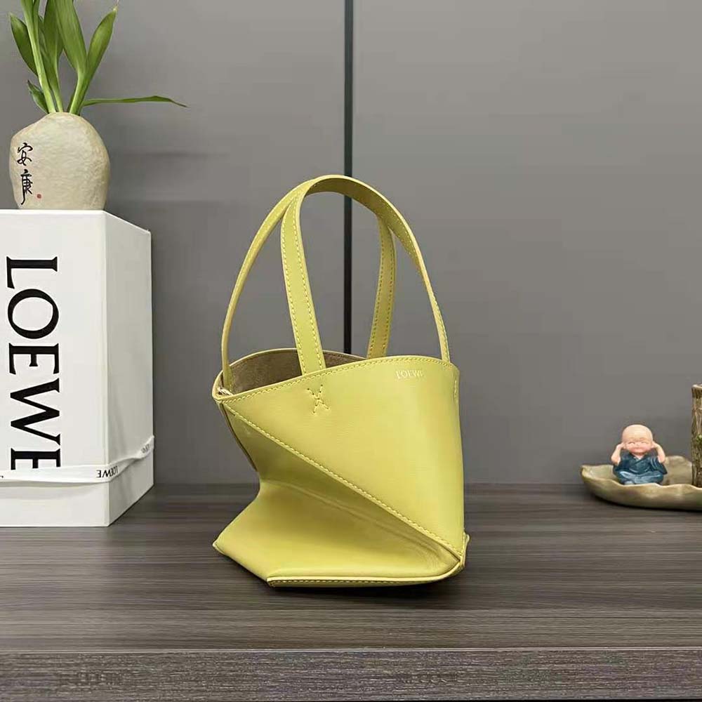 Loewe Unisex Mini Puzzle Fold Tote in Shiny Calfskin-Yellow - image 5