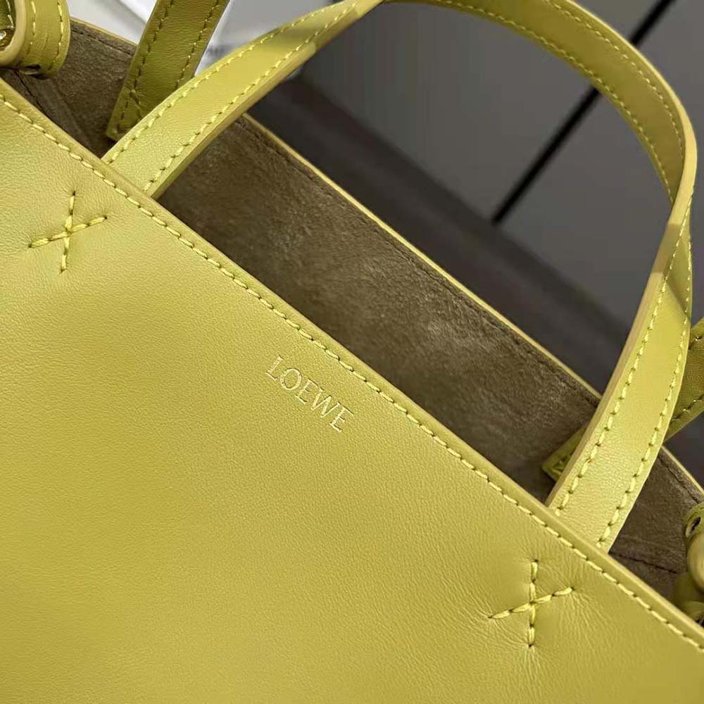 Loewe Unisex Mini Puzzle Fold Tote in Shiny Calfskin-Yellow - image 9