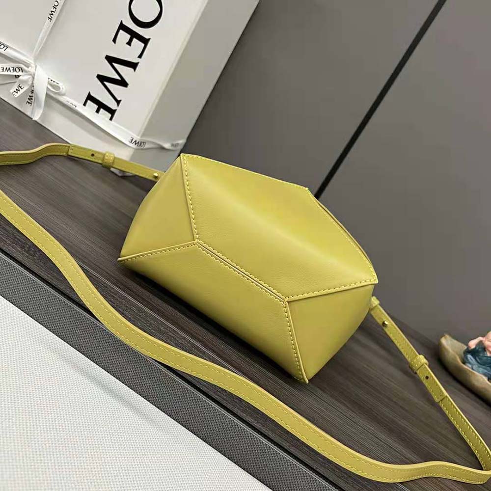 Loewe Unisex Mini Puzzle Fold Tote in Shiny Calfskin-Yellow - image 8