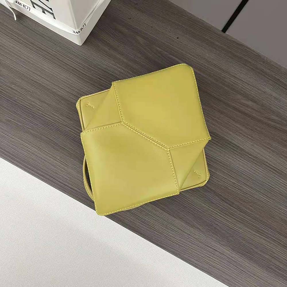 Loewe Unisex Mini Puzzle Fold Tote in Shiny Calfskin-Yellow - image 6