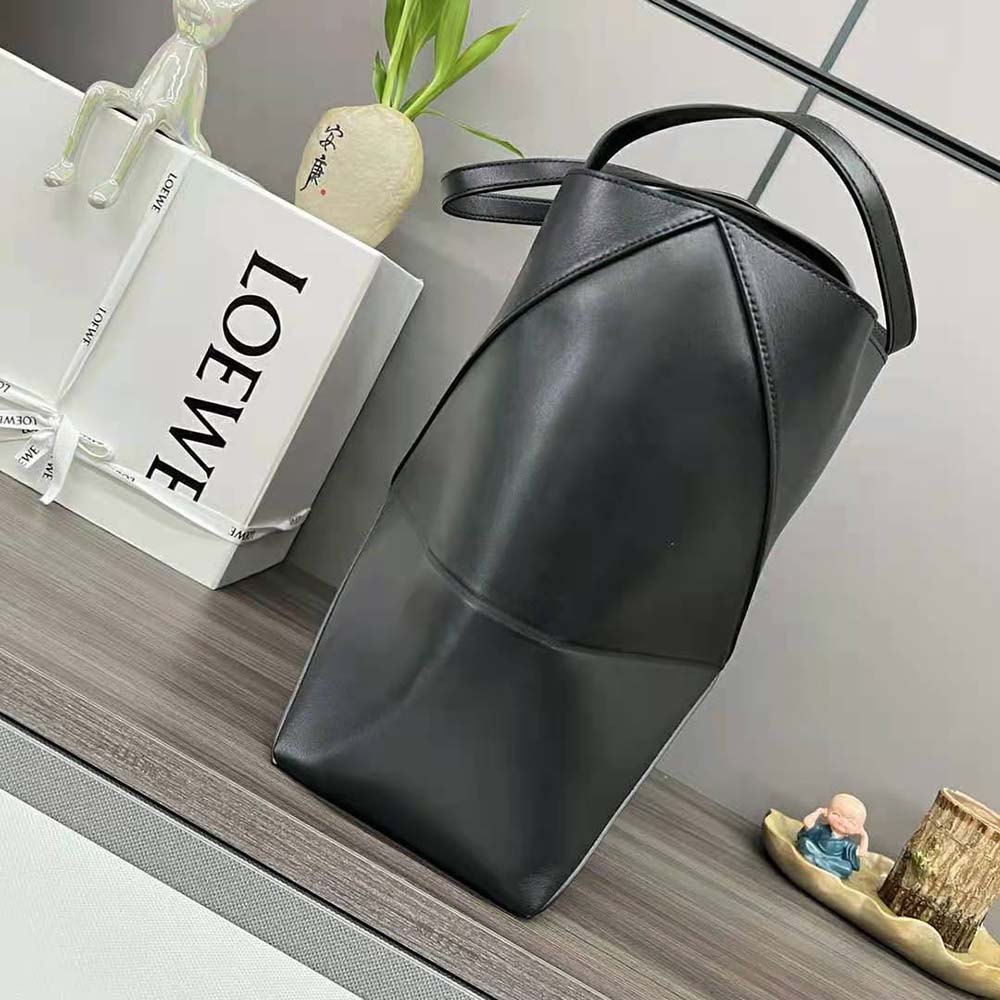 Loewe Unisex Puzzle Fold Tote in Shiny Calfskin-Black - image 5