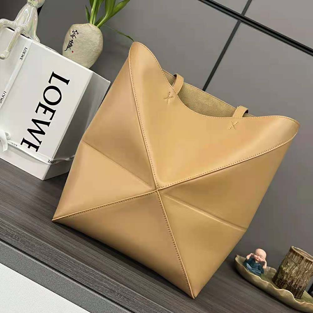 Side profile showing geometric Puzzle design of Loewe Unisex Fold Tote