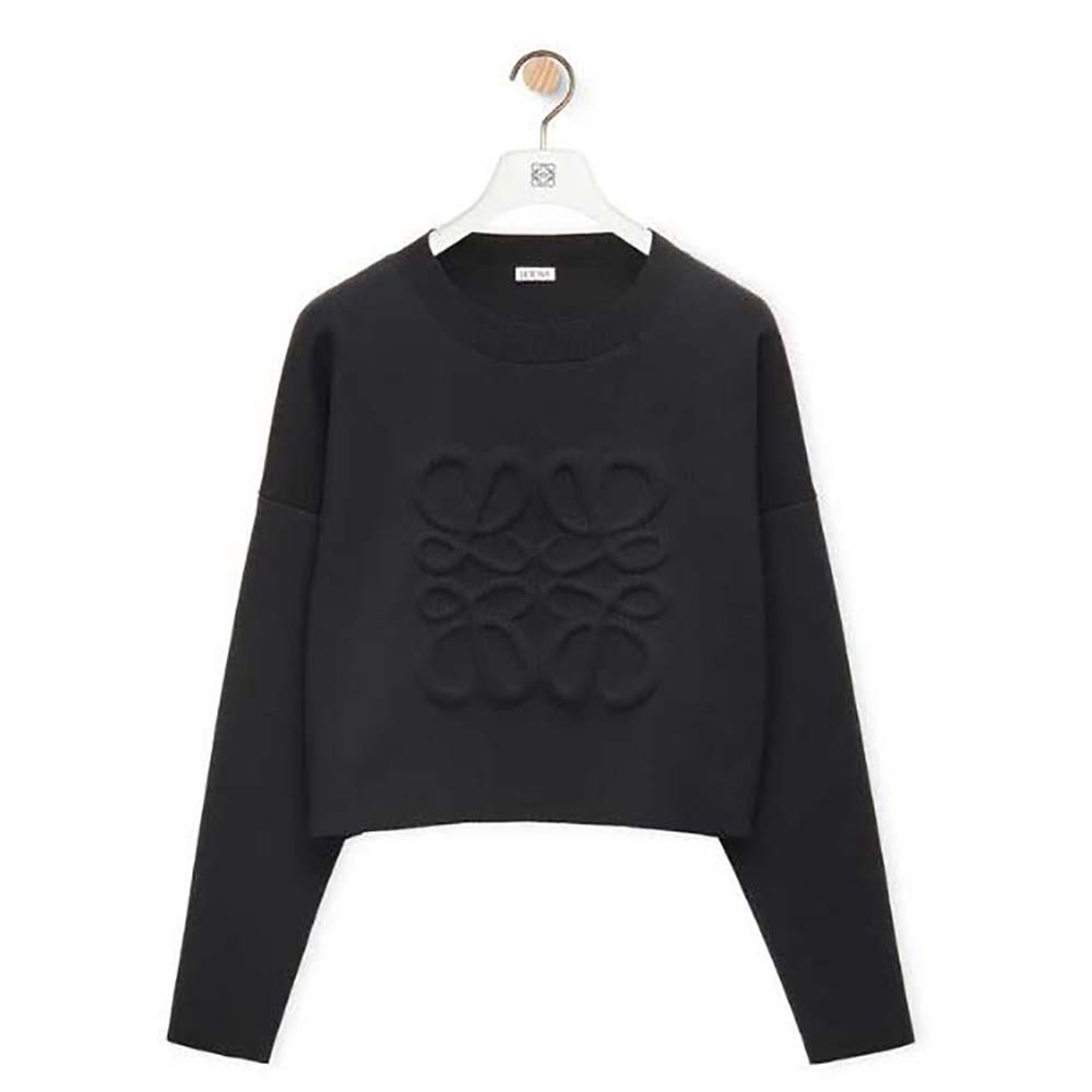 Front view of Loewe Women Anagram Sweater in Wool-Black