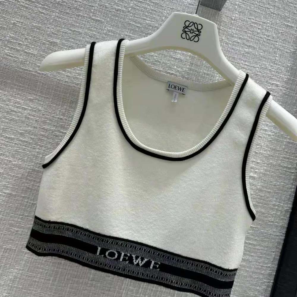 Loewe Women Cropped Tank Top in Viscose-White - image 4