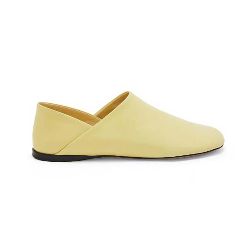 Side view of Loewe Women Toy Slipper in Goatskin-Yellow showing sleek silhouette