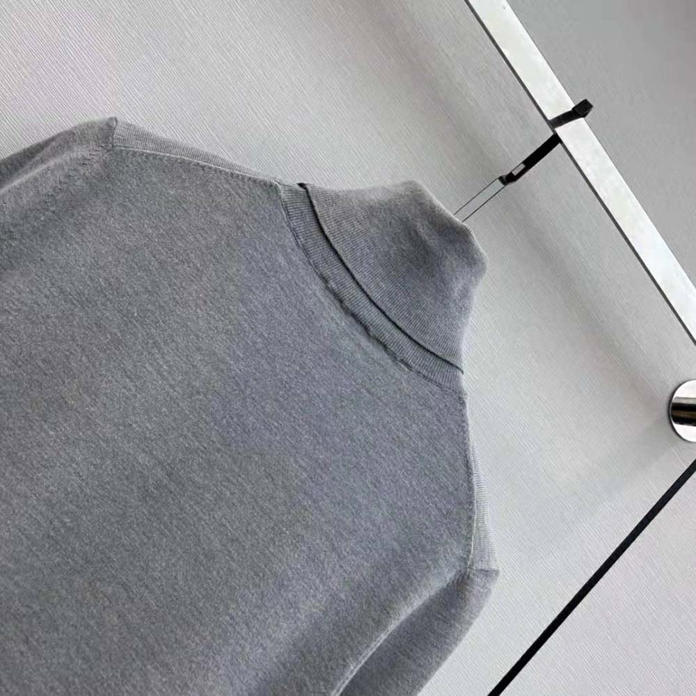 Miu Miu Women Cashmere and Silk Sweater with Intarsia Logo - image 5