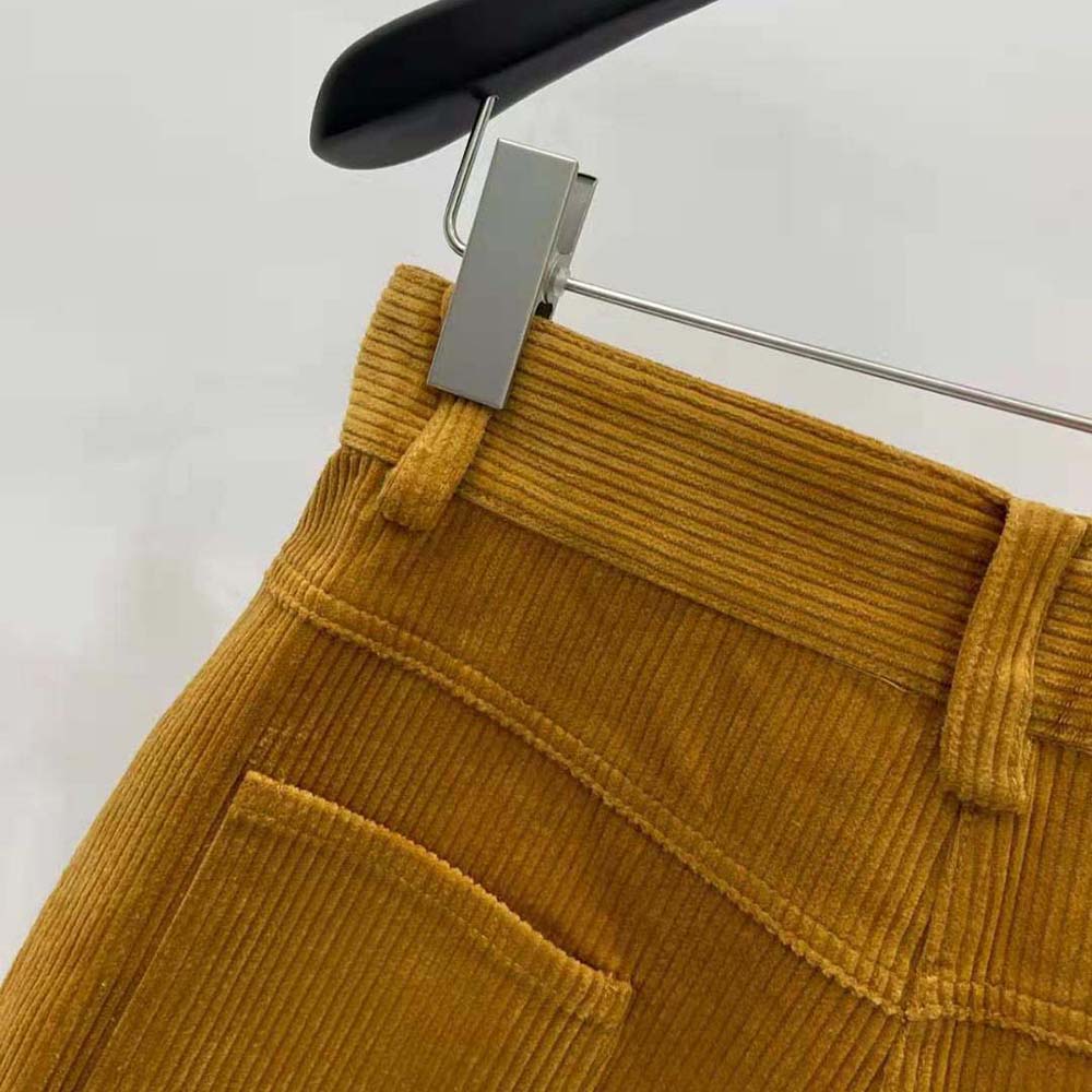 Miu Miu Women Corduroy Shorts with Embroidered Logo-Brown - image 9