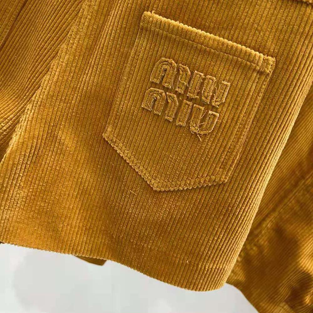 Miu Miu Women Corduroy Shorts with Embroidered Logo-Brown - image 8