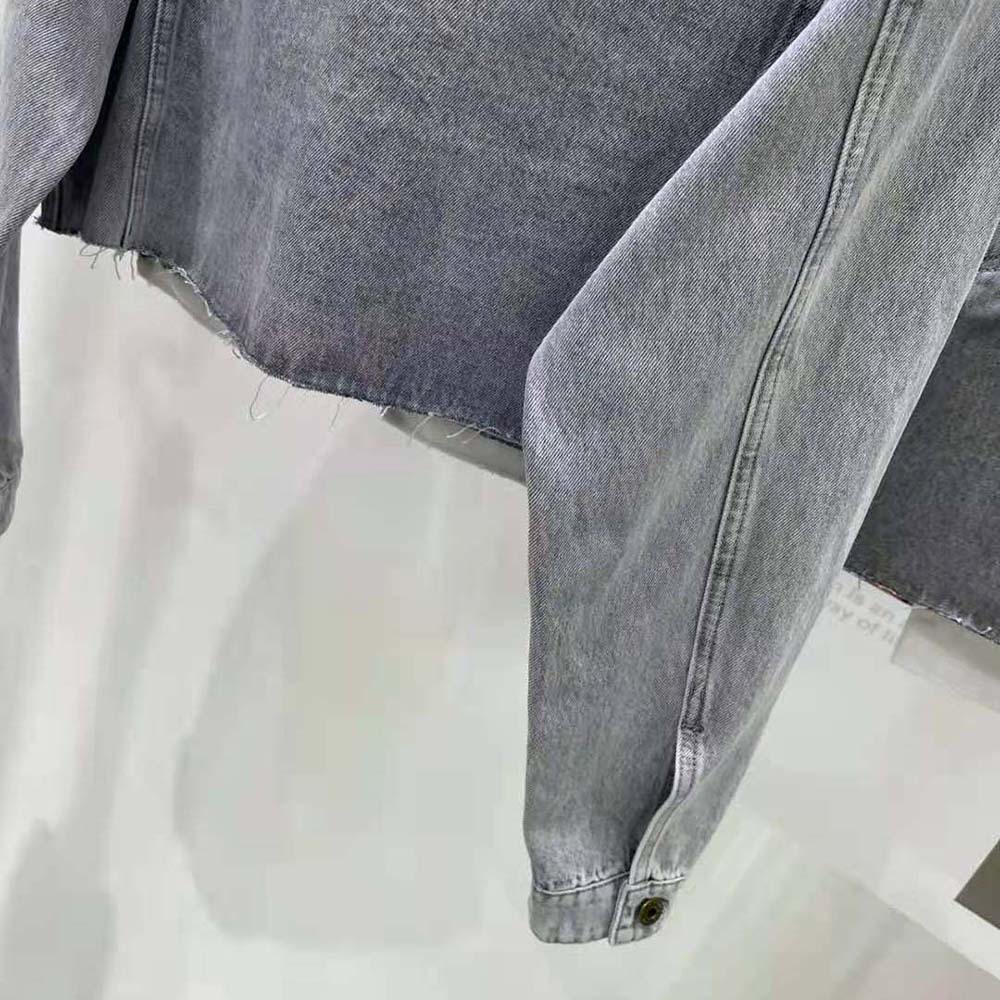 Miu Miu Women Denim Blouson Jacket with Embroidered Logo - image 8