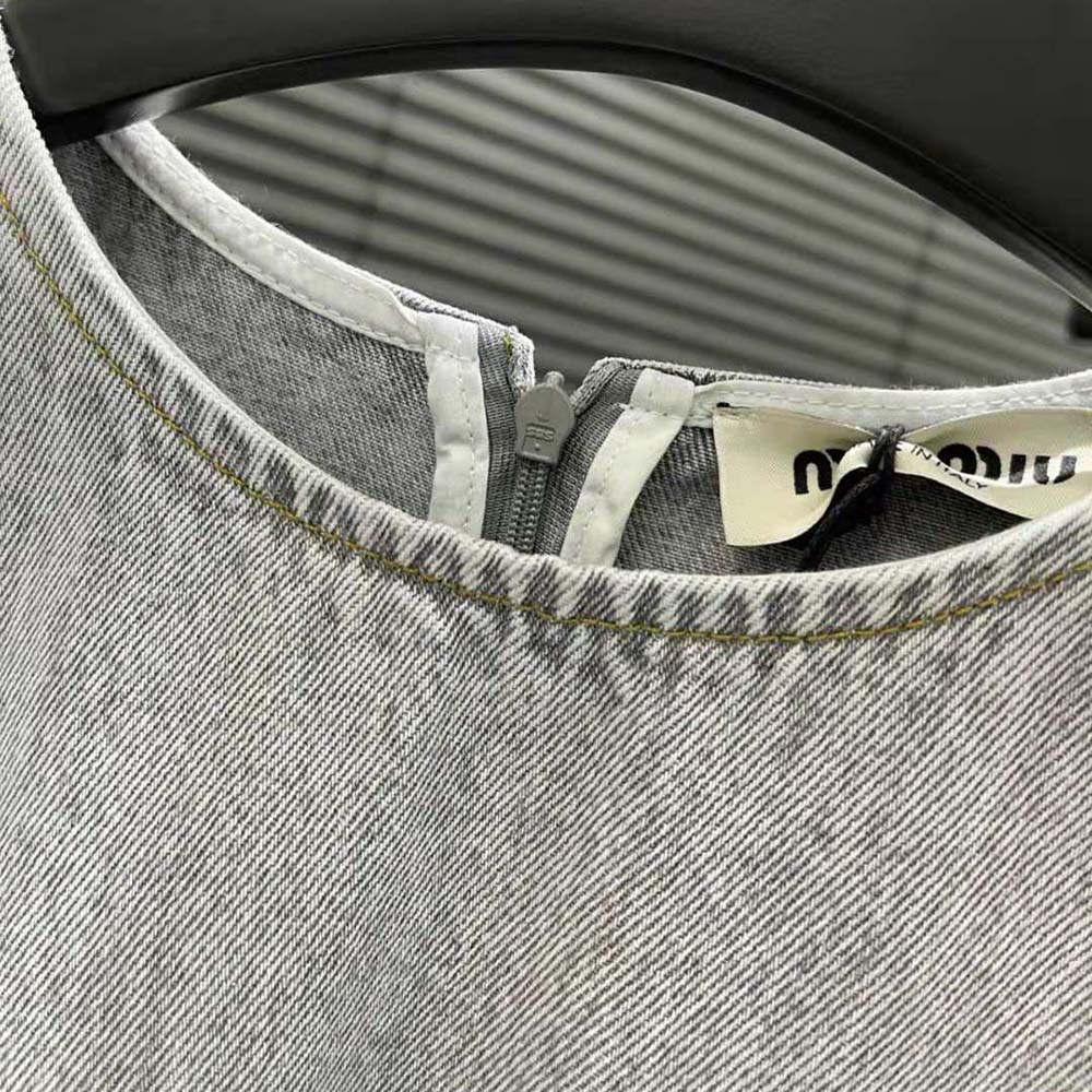 Miu Miu Women Denim Dress with Embroidered Logo - image 10