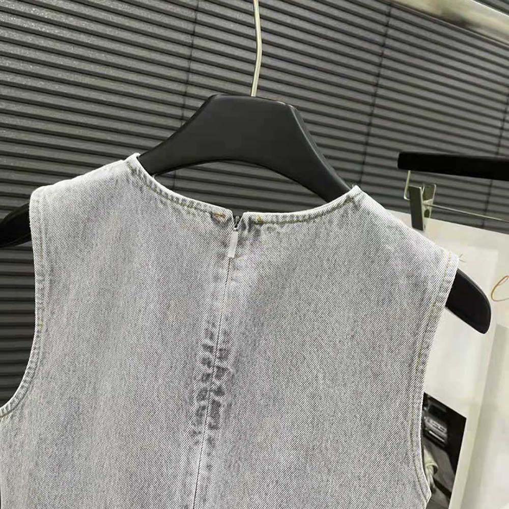 Miu Miu Women Denim Dress with Embroidered Logo - image 5