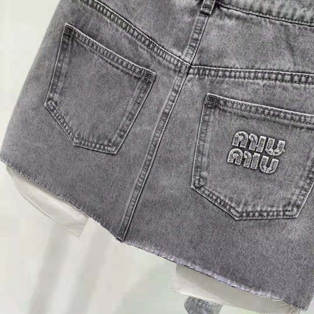 Miu Miu Women Denim Shorts with Embroidered Logo - image 8