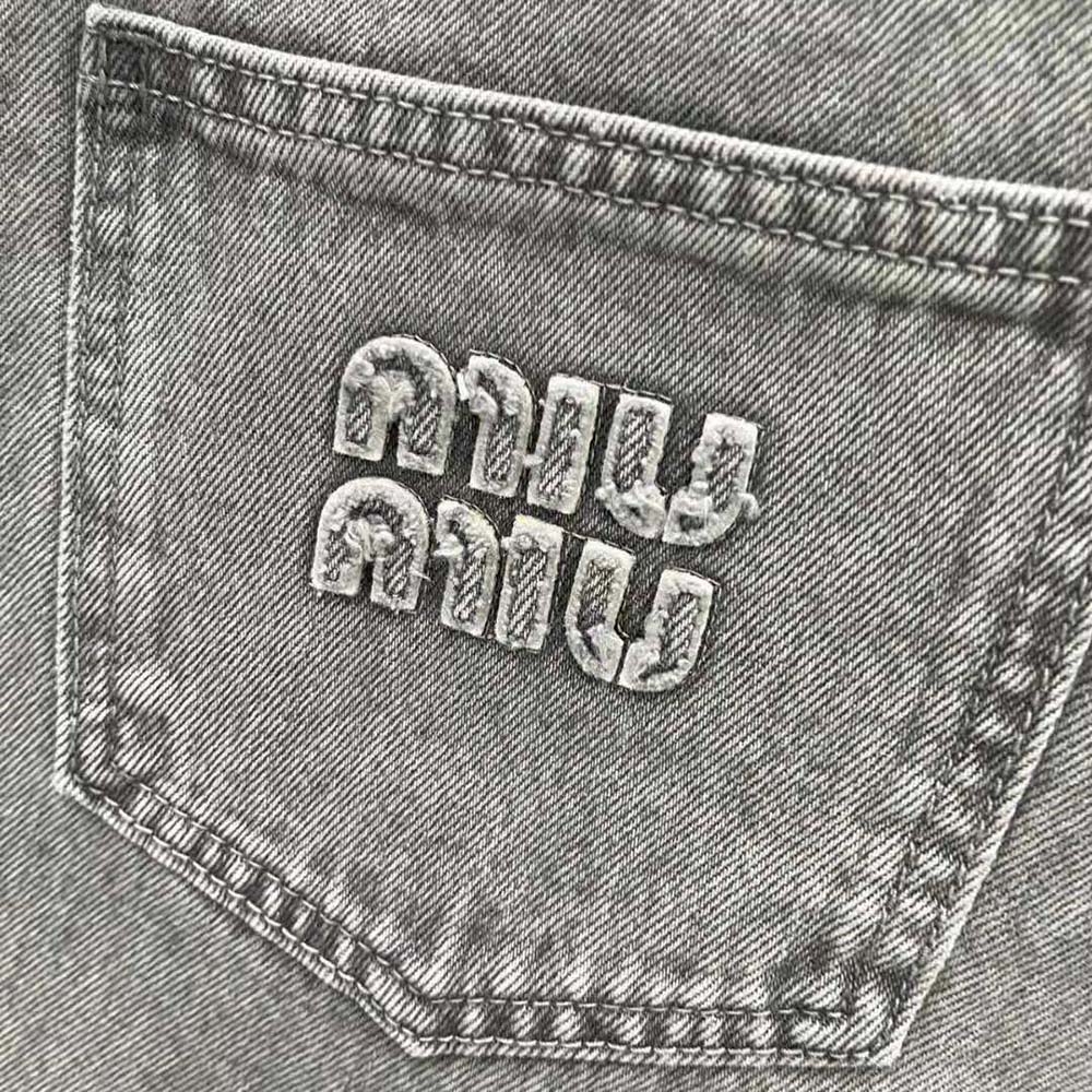 Miu Miu Women Denim Shorts with Embroidered Logo - image 7