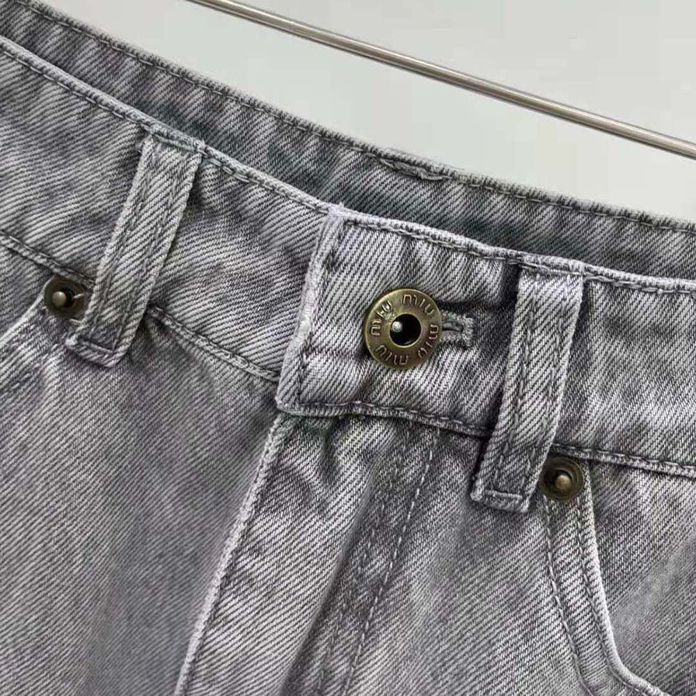 Miu Miu Women Denim Shorts with Embroidered Logo - image 6