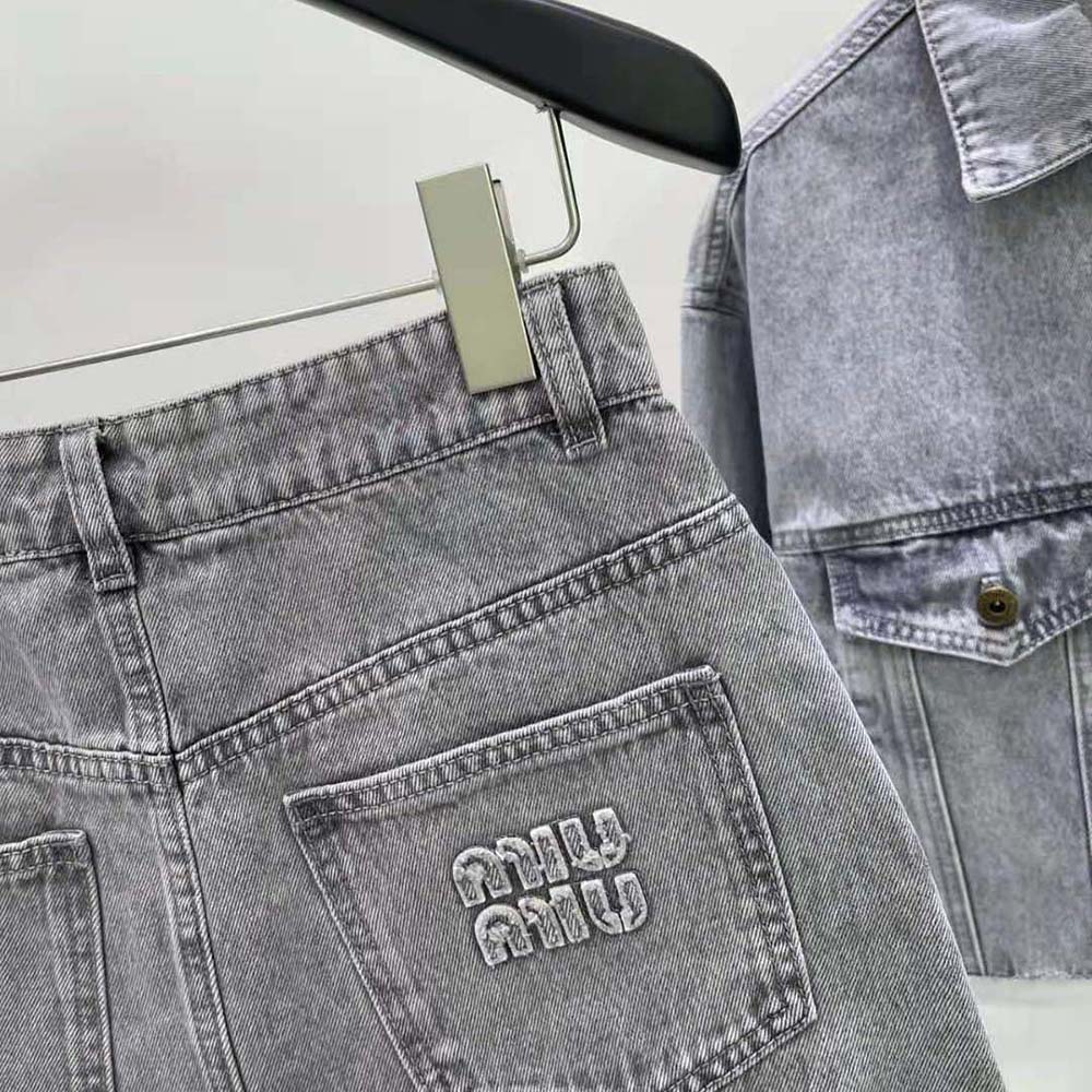Miu Miu Women Denim Shorts with Embroidered Logo - image 10