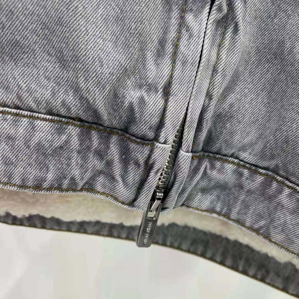 Miu Miu Women Embroidered Denim Blouson Jacket with Embroidered Logo - image 10