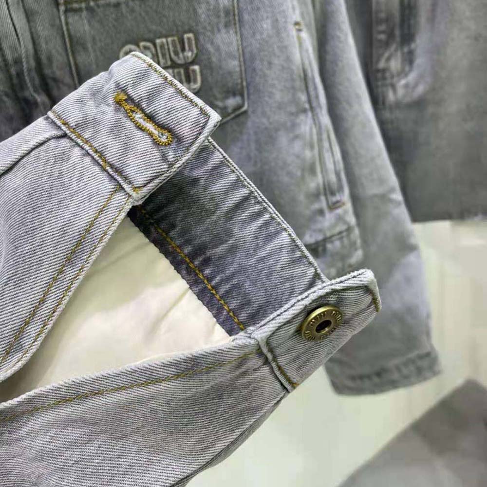 Miu Miu Women Embroidered Denim Blouson Jacket with Embroidered Logo - image 8